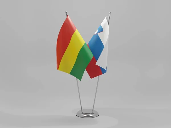 Eslovenia Banderas Cooperación Bolivia Fondo Blanco Render —  Fotos de Stock