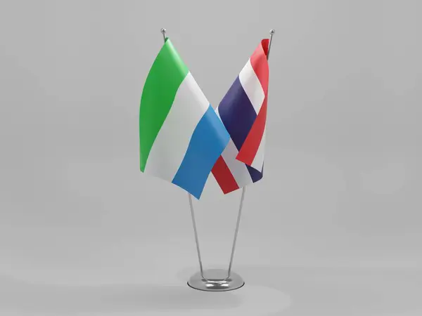 Thajsko Sierra Leone Cooperation Flags Bílé Pozadí Render — Stock fotografie