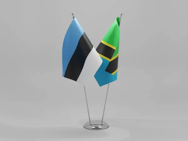 Tansania Estland Kooperationsfahnen Weißer Hintergrund Render — Stockfoto