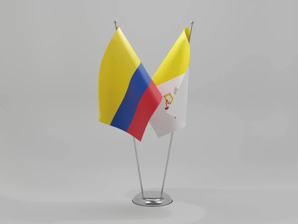 Vatican City Colombia Cooperation Flags White Background Render — 스톡 사진