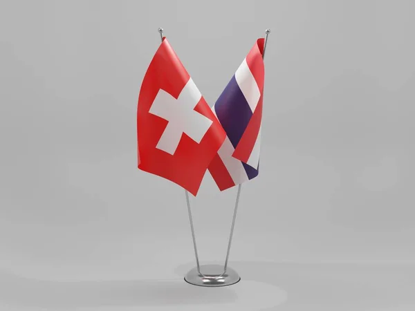 Thailand Schweiz Kooperationsfahnen Weißer Hintergrund Render — Stockfoto