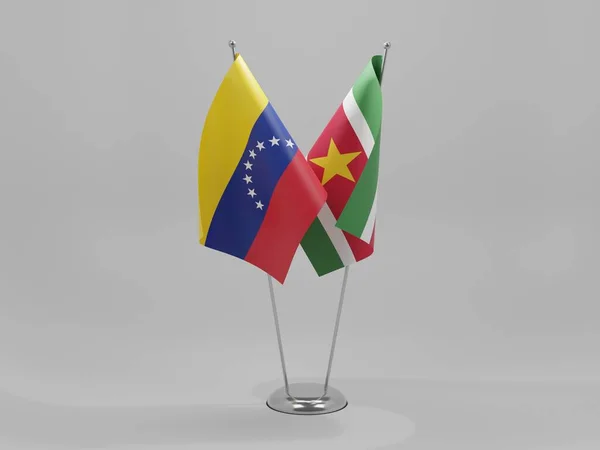 スリナム ベネズエラ協力旗 白背景 3Dレンダリング — ストック写真