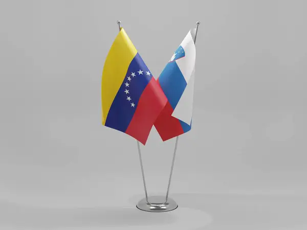 Słowenia Wenezuela Flagi Współpracy Białe Tło Render — Zdjęcie stockowe