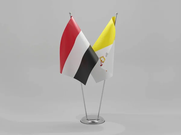 バチカン市国 イエメン協力旗 白背景 3Dレンダリング — ストック写真