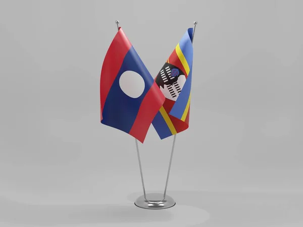 Swaziland Drapeaux Coopération Laos Fond Blanc Render — Photo