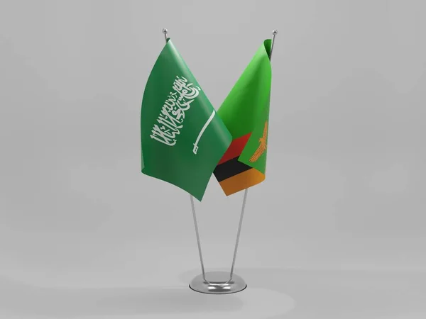 Замбия Саудовская Аравия Флаги Сотрудничества Белый Фон Рендер — стоковое фото
