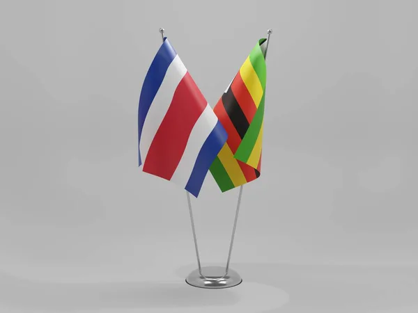 Zimbabue Banderas Cooperación Costa Rica Fondo Blanco Render —  Fotos de Stock