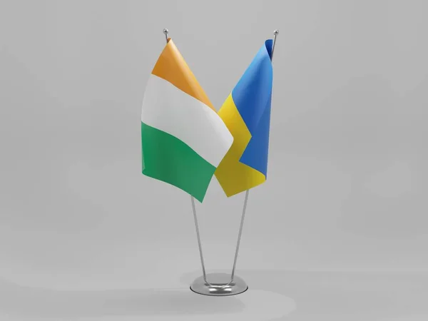 Ucrania Banderas Cooperación Cote Ivoire Fondo Blanco Render —  Fotos de Stock