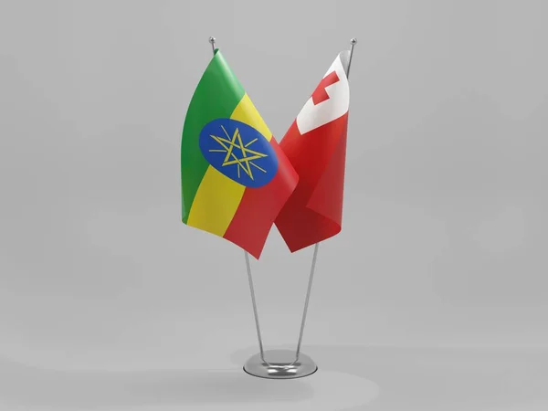 Tonga Etiopía Banderas Cooperación Fondo Blanco Render —  Fotos de Stock