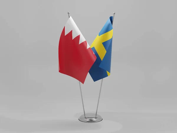 Suécia Bandeiras Cooperação Bahrein Fundo Branco Render — Fotografia de Stock