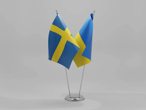 Flagi Współpracy Ukraina Szwecja Białe Tło Render — Zdjęcie stockowe