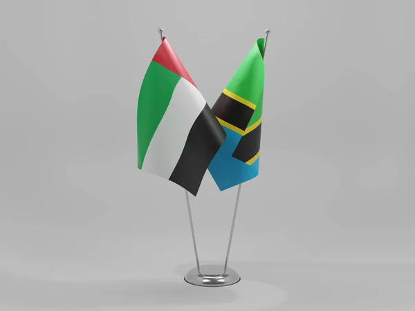 Tanzanie Drapeaux Coopération Des Émirats Arabes Unis Fond Blanc Render — Photo