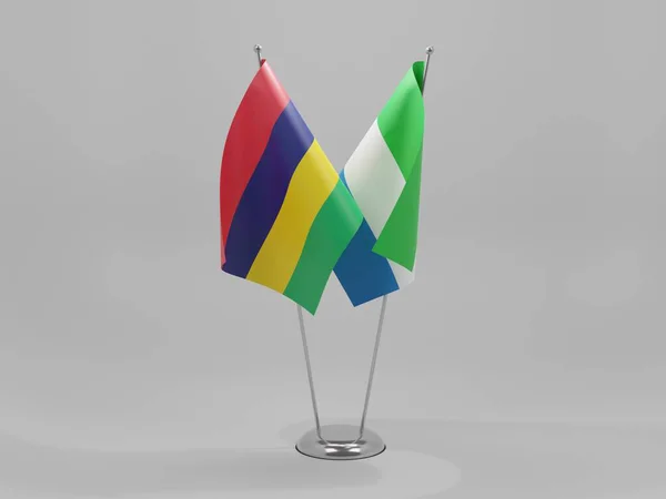 Sierra Leone Mauritius Flaggen Weißer Hintergrund Render — Stockfoto