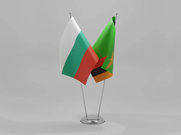 Zambia Bulgarije Samenwerkingsvlaggen Witte Achtergrond Render — Stockfoto
