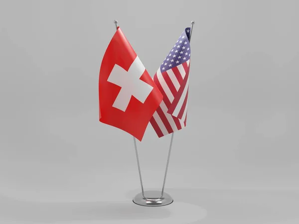Vereinigte Staaten Von Amerika Schweiz Kooperationsflaggen Weißer Hintergrund Render — Stockfoto