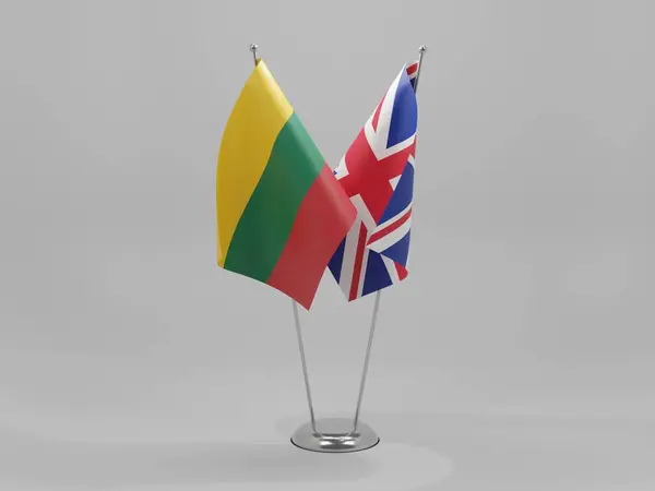 Reino Unido Lituania Banderas Cooperación Fondo Blanco Render — Foto de Stock