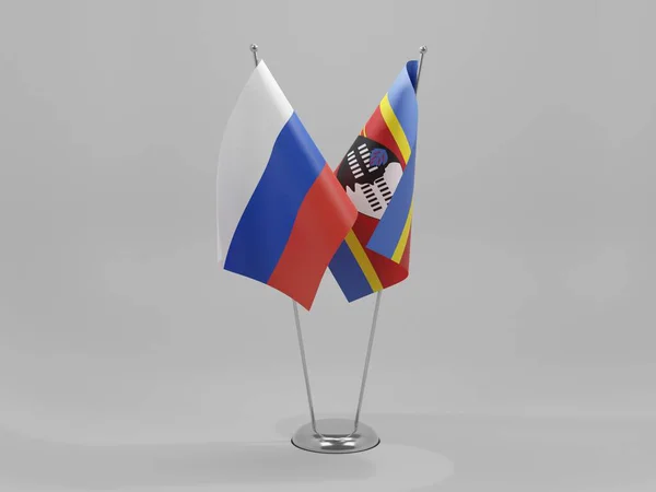 Swasiland Russland Kooperationsflaggen Weißer Hintergrund Render — Stockfoto