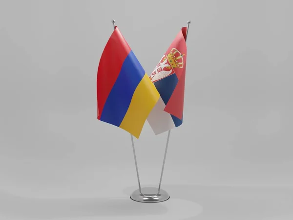 塞尔维亚 亚美尼亚合作旗 白色背景 3D渲染 — 图库照片