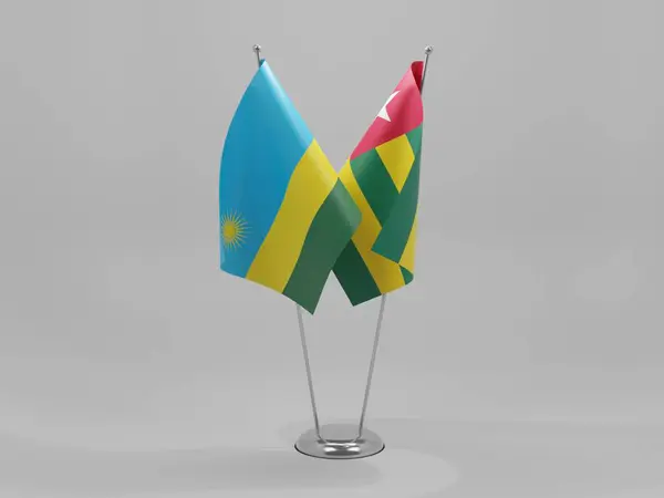 Togo Banderas Cooperación Ruanda Fondo Blanco Render —  Fotos de Stock