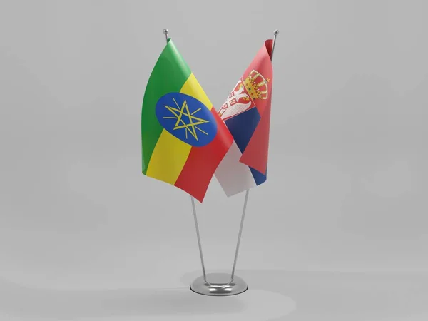 Serbia Ethiopia Cooperation Flags White Background Render — Stock Photo, Image