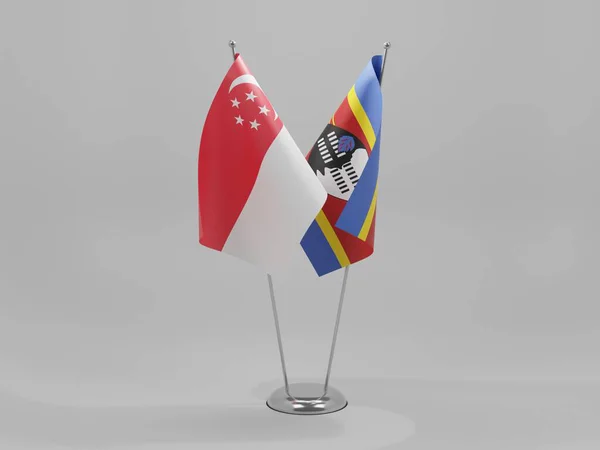 Suazi Singapur Flagi Współpracy Białe Tło Render — Zdjęcie stockowe