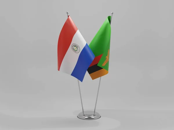 Sambia Paraguay Kooperationsfahnen Weißer Hintergrund Render — Stockfoto