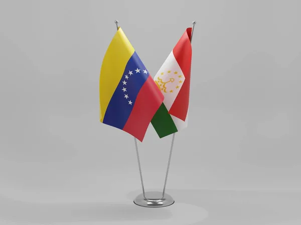 Tádzsikisztán Venezuela Együttműködési Zászlók Fehér Háttér Render — Stock Fotó