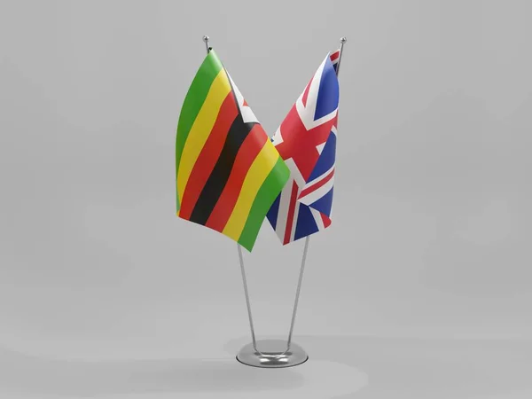 Reino Unido Banderas Cooperación Zimbabue Fondo Blanco Render —  Fotos de Stock
