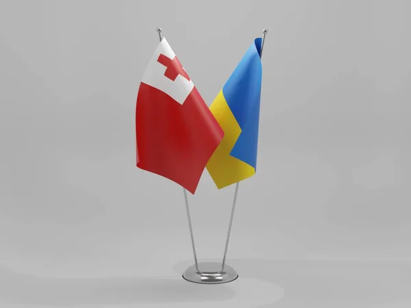 Ukraine Tonga Cooperation Flags White Background Render — стокове фото