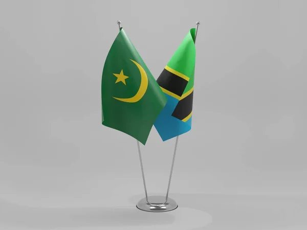 Tanzanie Mauritánie Spolupráce Vlajky Bílé Pozadí Render — Stock fotografie