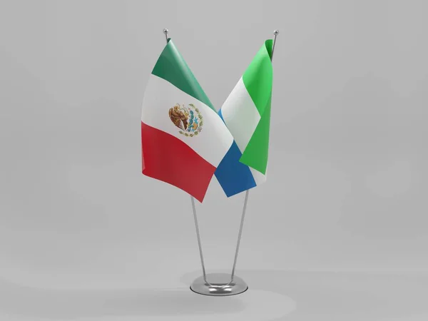 Sierra Leona Banderas Cooperación México Fondo Blanco Render — Foto de Stock