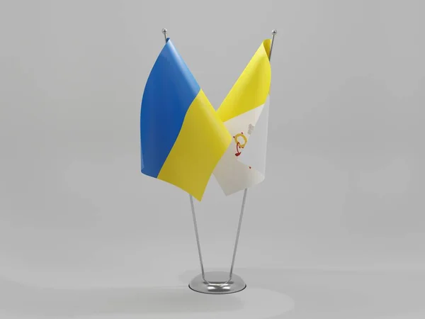 Vatican City Ukraine Cooperation Flags White Background Render — стокове фото