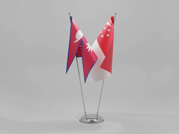 Singapur Banderas Cooperación Nepal Fondo Blanco Render — Foto de Stock