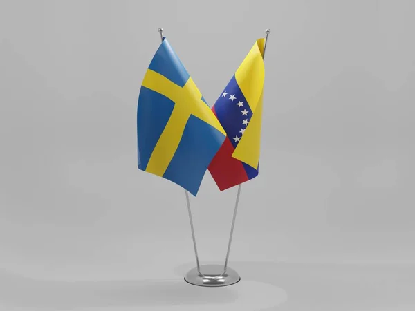 Venezuela Banderas Cooperación Suecia Fondo Blanco Render — Foto de Stock