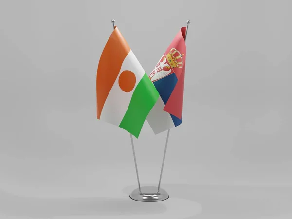 Serbia Niger Cooperation Flags White Background Render — Stock Photo, Image