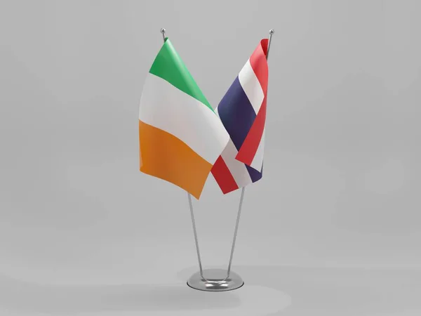 Таїланд Ірландія Прапори Співробітництва Біле Тло Рендер — стокове фото