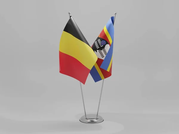 Suazi Belgia Flagi Współpracy Białe Tło Render — Zdjęcie stockowe