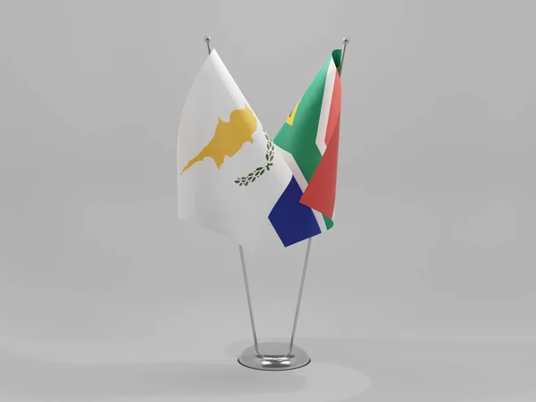 Sudáfrica Chipre Banderas Cooperación Fondo Blanco Render — Foto de Stock