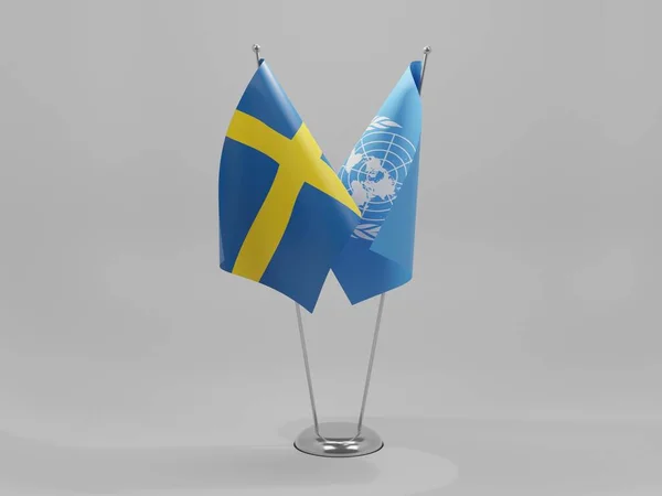 Flagi Współpracy Onz Szwecja Białe Tło Render — Zdjęcie stockowe