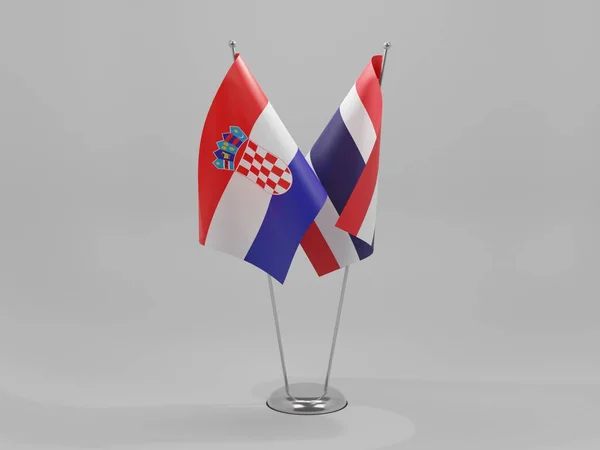 Таїланд Хорватія Співпраця Прапори Біле Тло Рендер — стокове фото