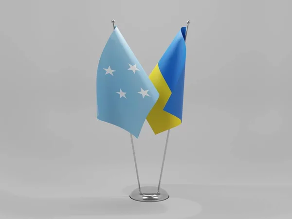 Ukraine Drapeaux Coopération Micronésie Fond Blanc Render — Photo