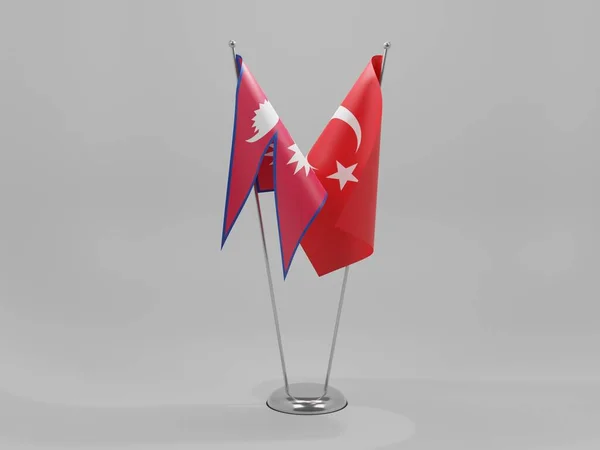 Turchia Bandiere Cooperazione Nepal Sfondo Bianco Render — Foto Stock