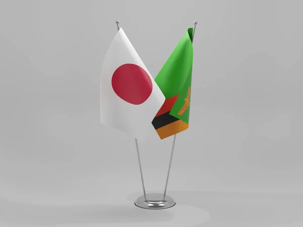 Zambia Japan Cooperation Flags White Background Render — стокове фото