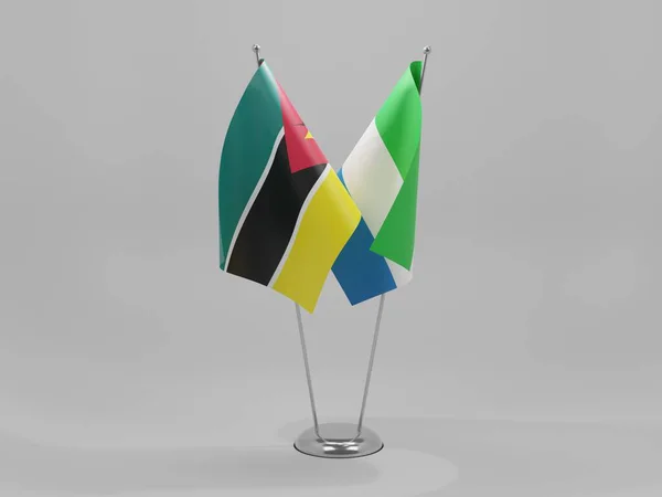 Sierra Leone Bandiere Cooperazione Del Mozambico Sfondo Bianco Render — Foto Stock