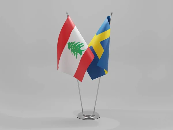 Suecia Banderas Cooperación Del Líbano Fondo Blanco Render — Foto de Stock