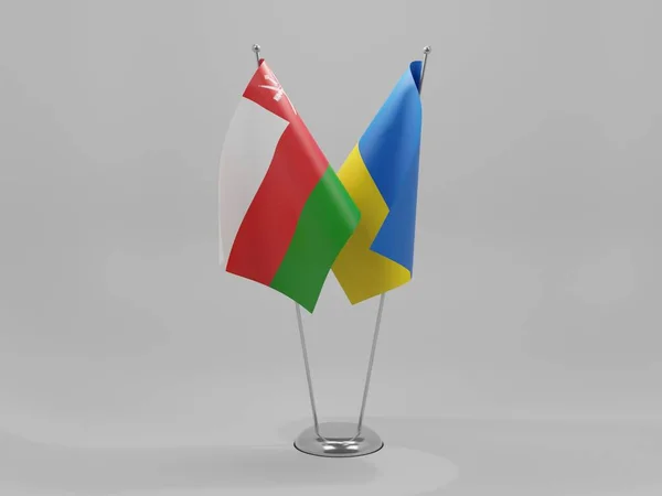 Ucraina Bandiere Cooperazione Oman Sfondo Bianco Render — Foto Stock