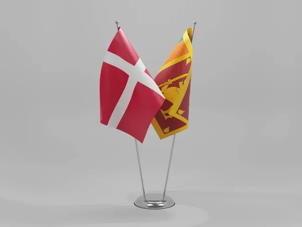 Srí Lanka Dánsko Spolupráce Vlajky Bílé Pozadí Vykreslování — Stock fotografie