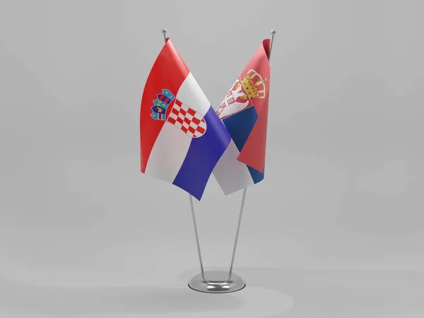 Sérvia Croácia Bandeiras Cooperação Fundo Branco Render — Fotografia de Stock