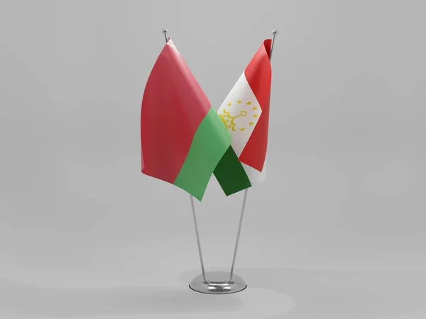 Tadzjikistan Wit Russische Samenwerkingsvlaggen Witte Achtergrond Render — Stockfoto