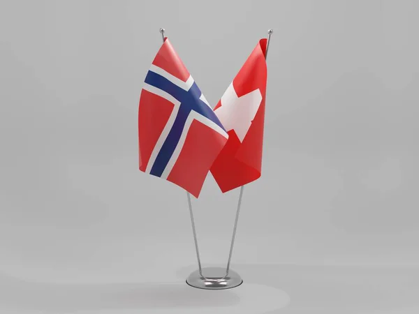Szwajcaria Norwegia Flagi Współpracy Białe Tło Render — Zdjęcie stockowe